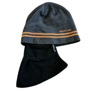 Seirus Knit & Fleece Beanie Hat With Drop Down Balaclava Mask OS Grey Orange